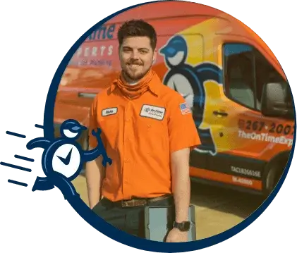 hvac technician arriving at customer residence